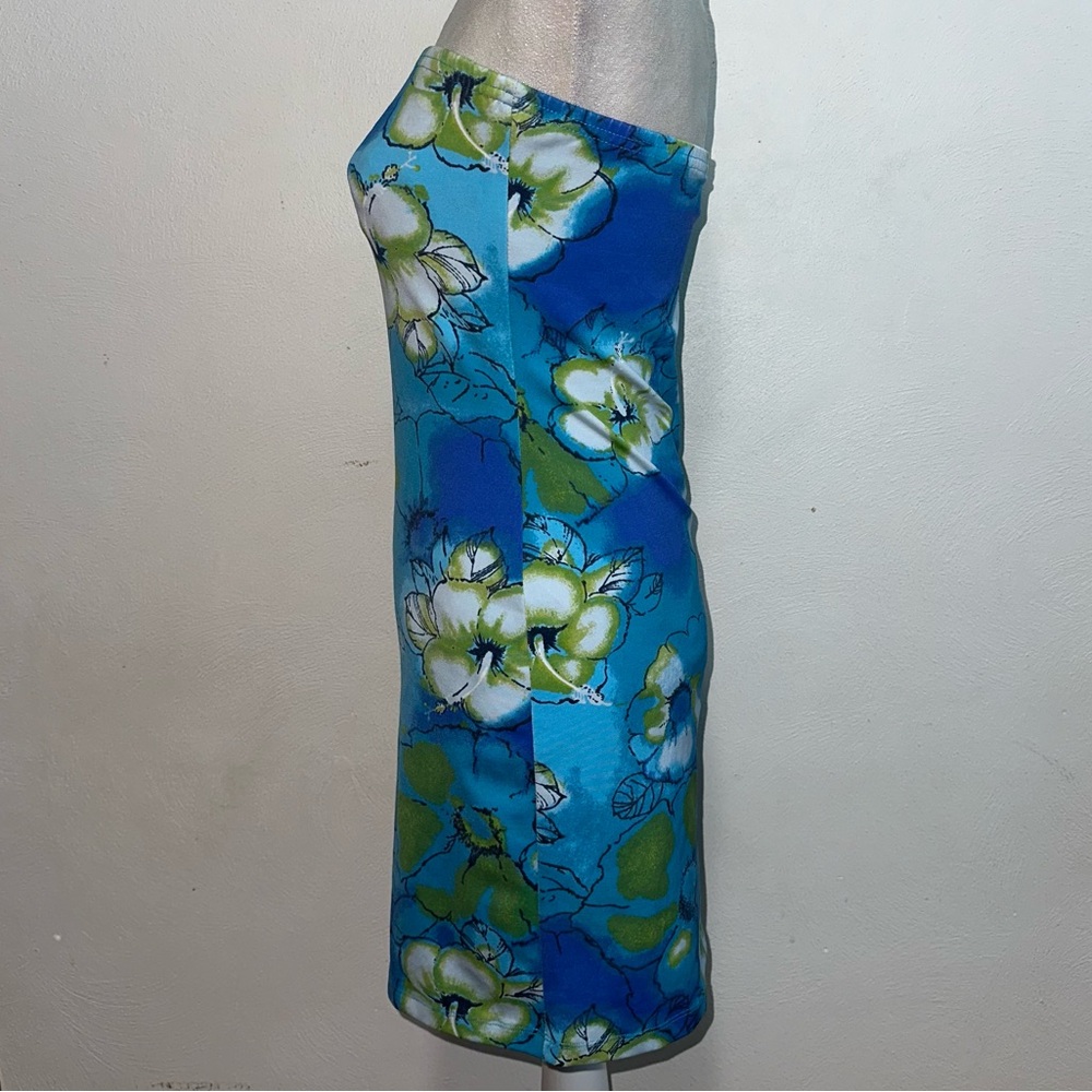 Vtg 90s Tropical Floral Bodycon Dress - Picture 2 of 9